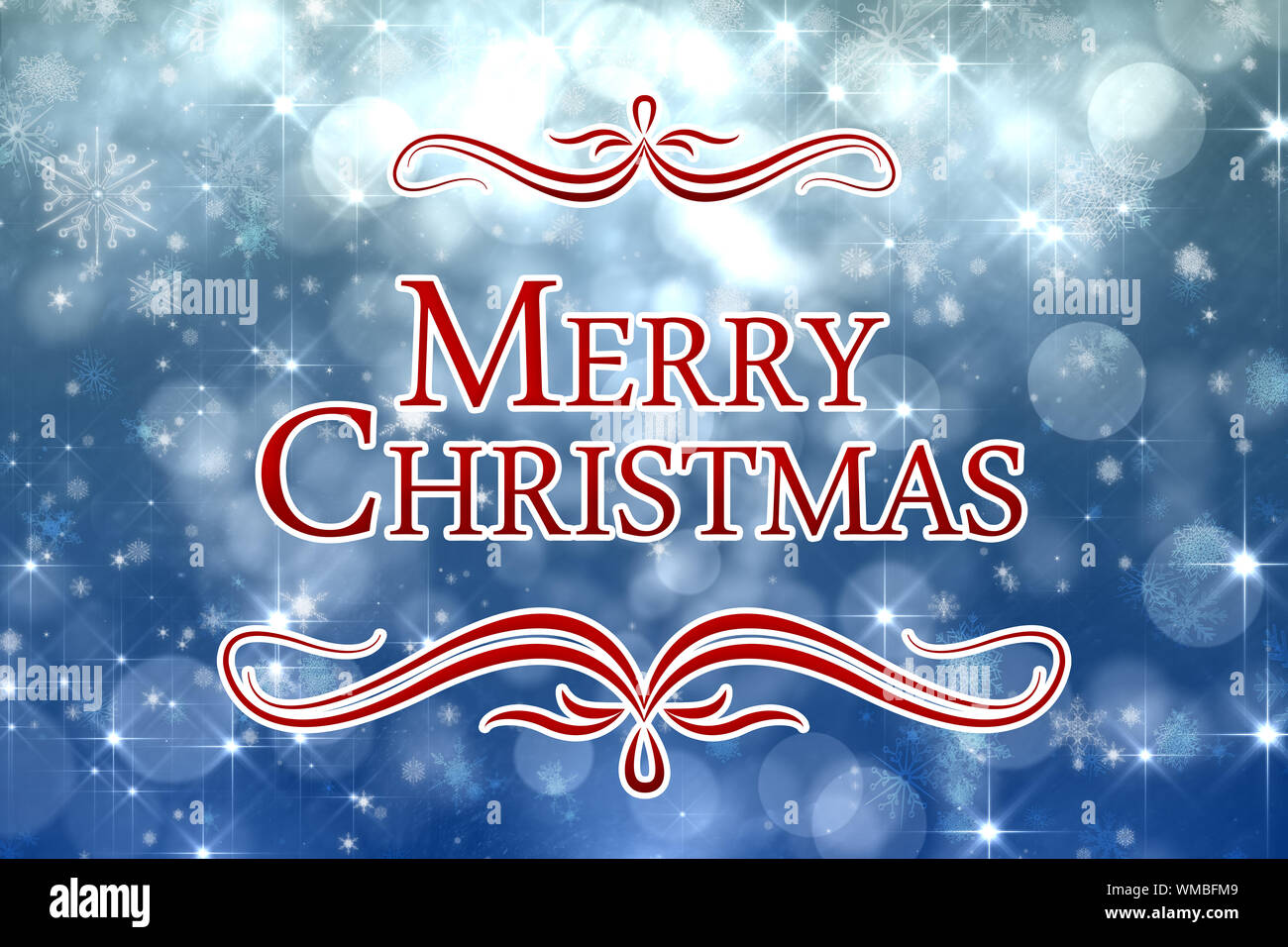 Merry christmas massage against snow falling Stock Photo Alamy