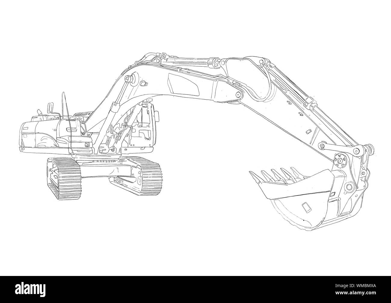 Excavator illustration isolated art drawing Stock Photo Alamy