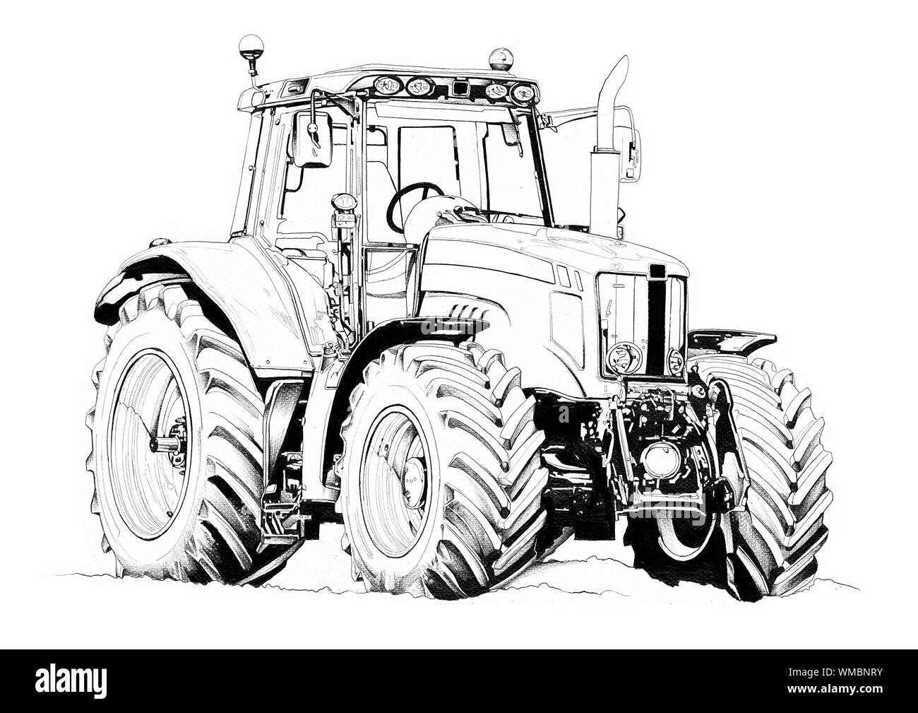 Agricultural tractor illustration art drawing Stock Photo