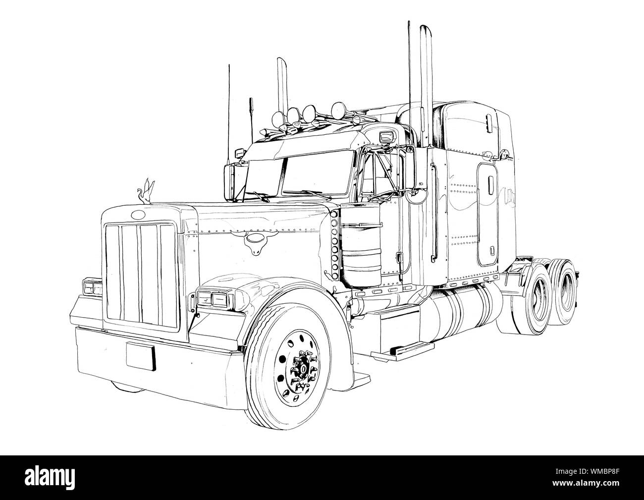 truck illustration isolated art drawing Stock Photo
