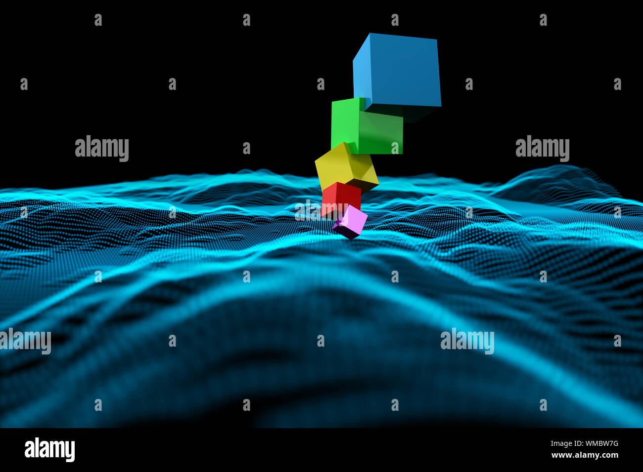 Abstract black 3d cubes blue hi-res stock photography and images - Alamy