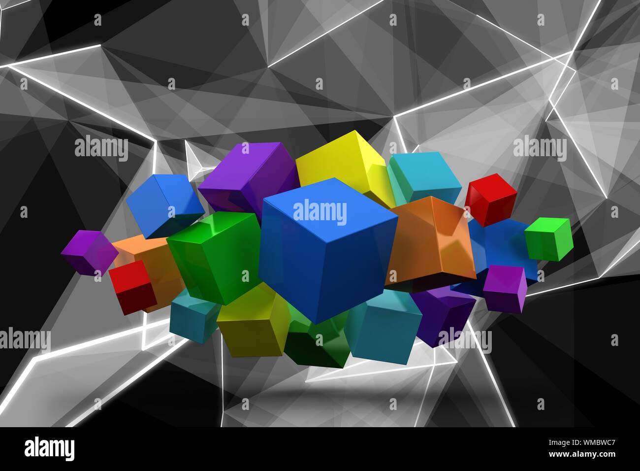 Abstract black 3d cubes blue hi-res stock photography and images - Alamy