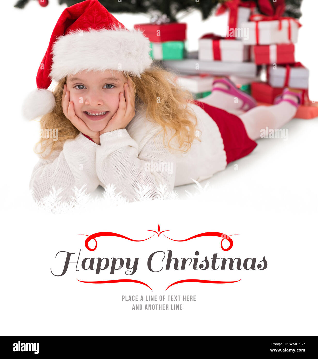 Festive little girl smiling at camera against border Stock Photo - Alamy