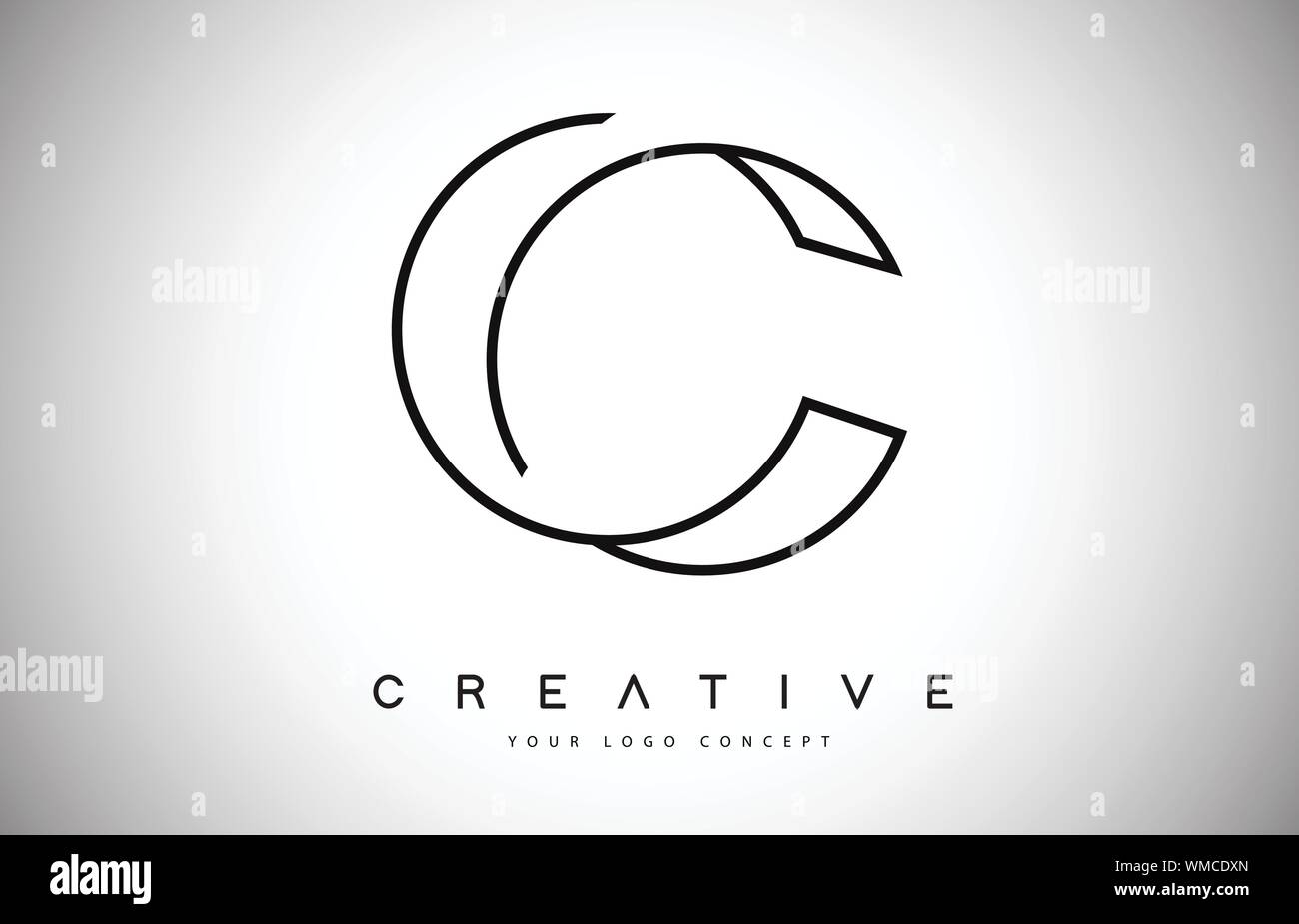 C Letter Logo Monogram Design. Creative C Letter Icon with Black Lines ...