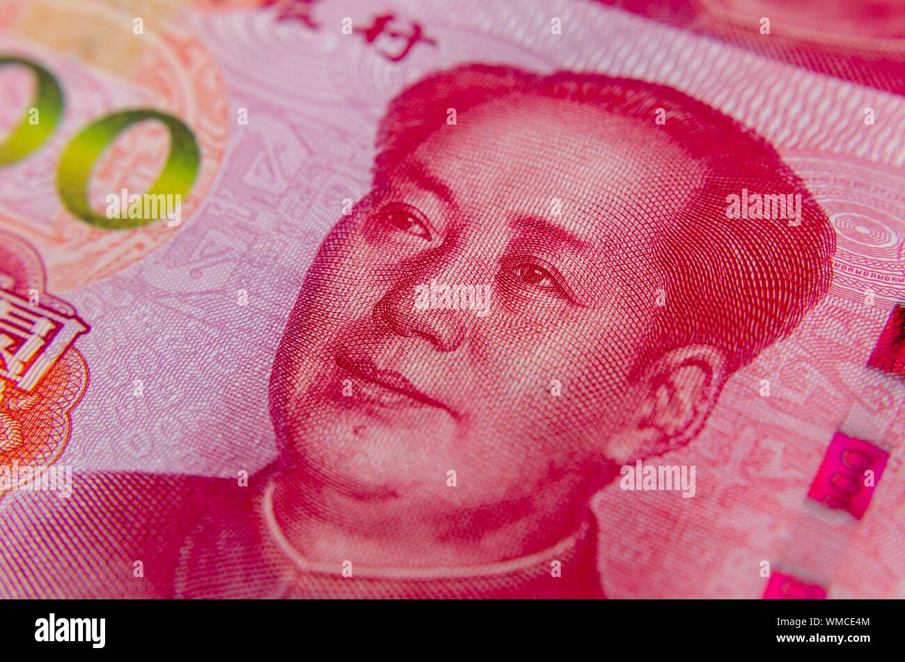 Renminbi or the Chinese Yuan banknotes. Close up image of currency of China. Photo is taken with shallow depth of field. Stock Photo