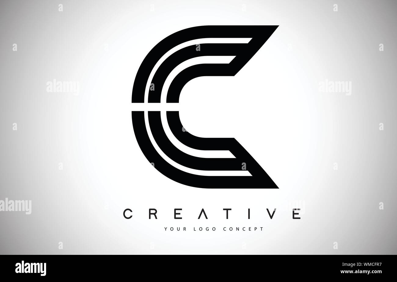 C Letter Logo Monogram Design. Creative C Letter Icon with Black Lines ...