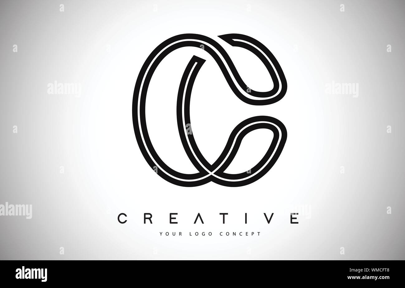 C Letter Logo Monogram Design. Creative C Letter Icon with Black Lines ...