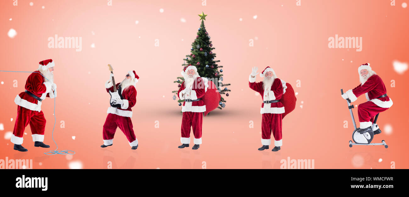 Composite image of different santas against orange vignette Stock Photo