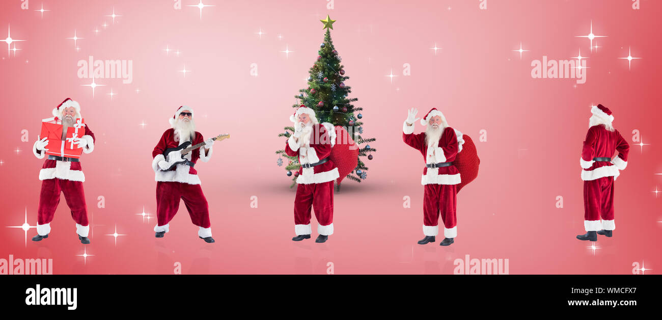 Composite image of different santas against red vignette Stock Photo