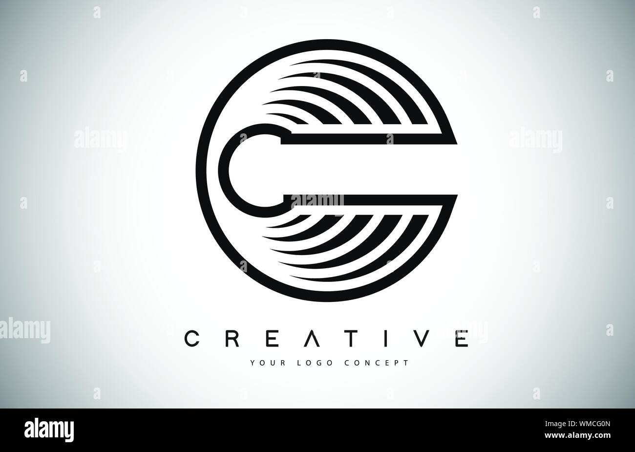 C Letter Logo Monogram Design. Creative C Letter Icon with Black Lines ...