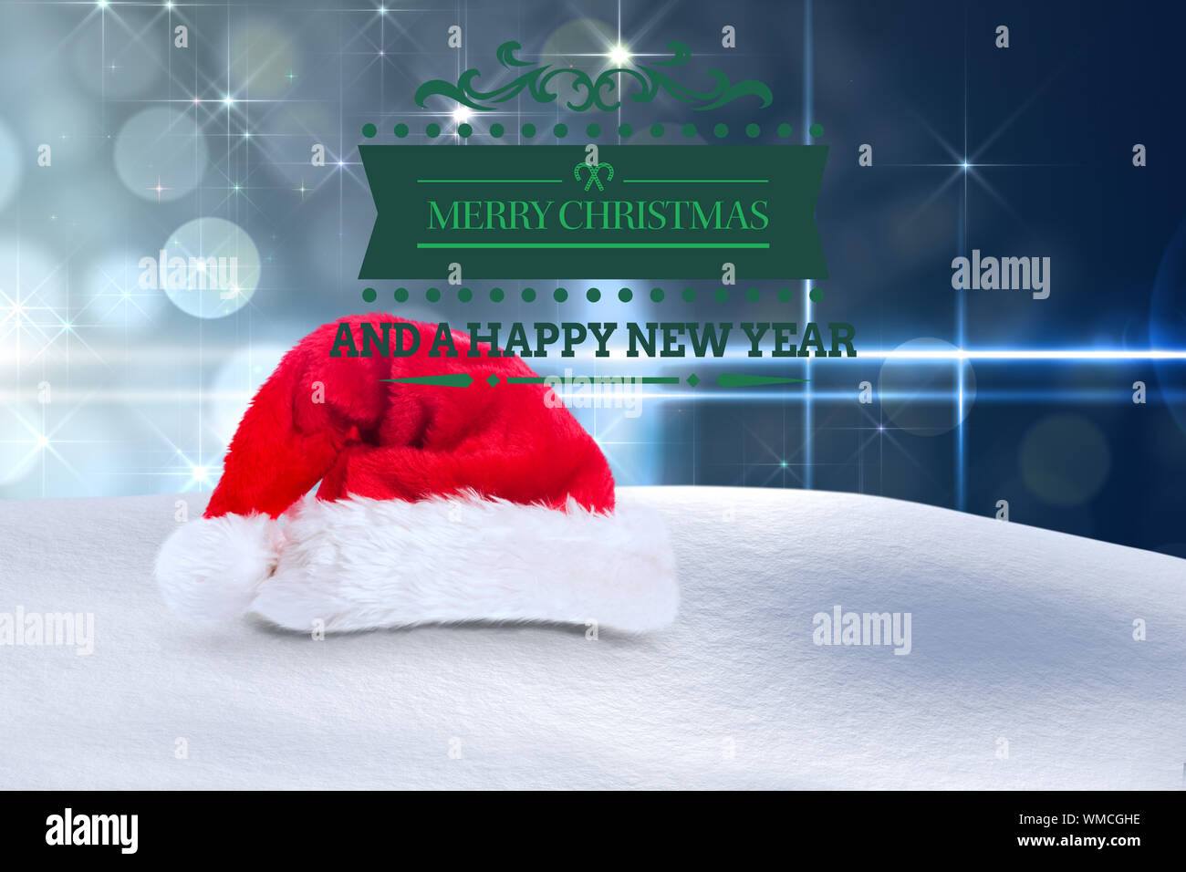 Merry christmas message against light design on blue background Stock ...