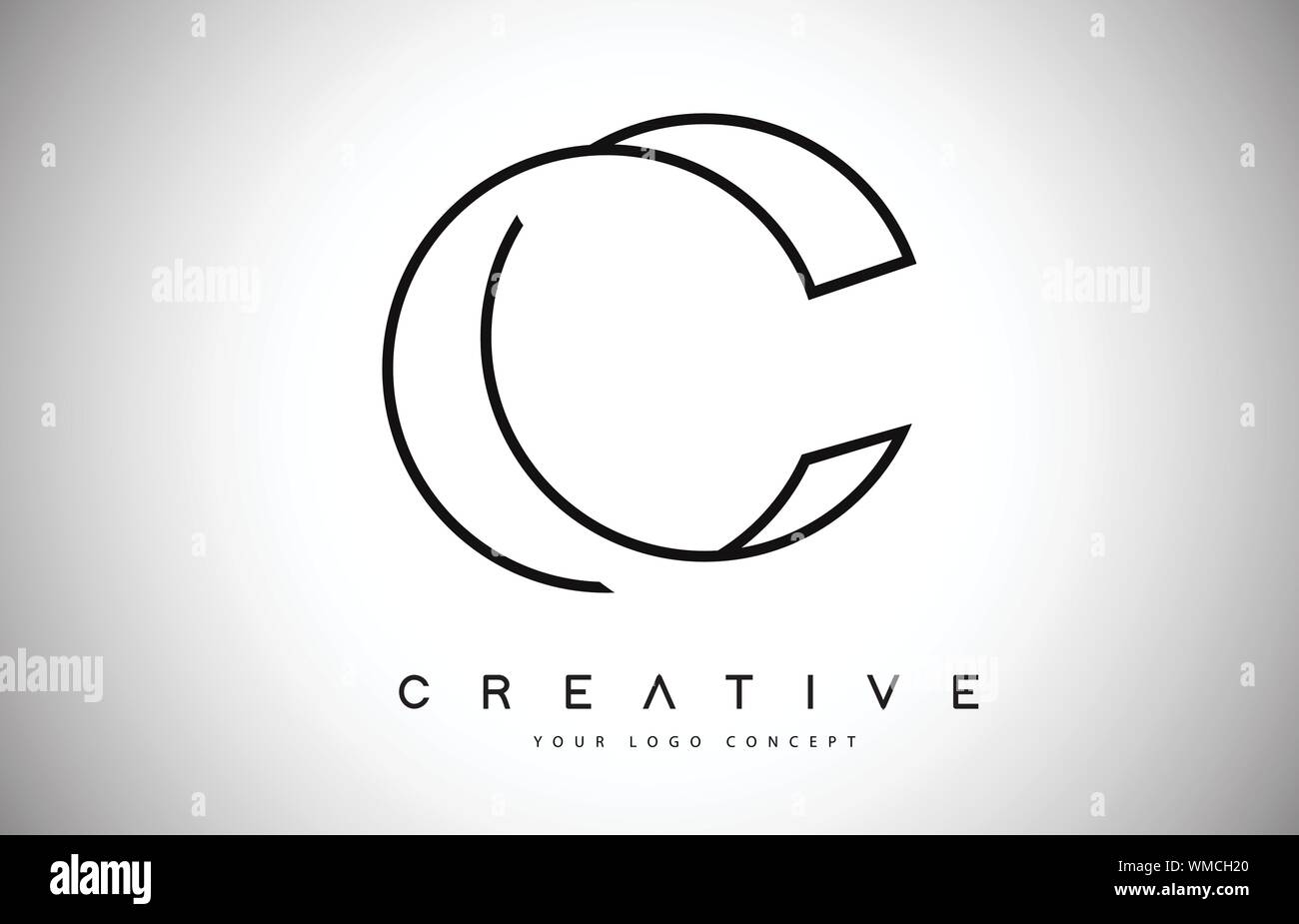 C Letter Logo Monogram Design. Creative C Letter Icon with Black Lines ...