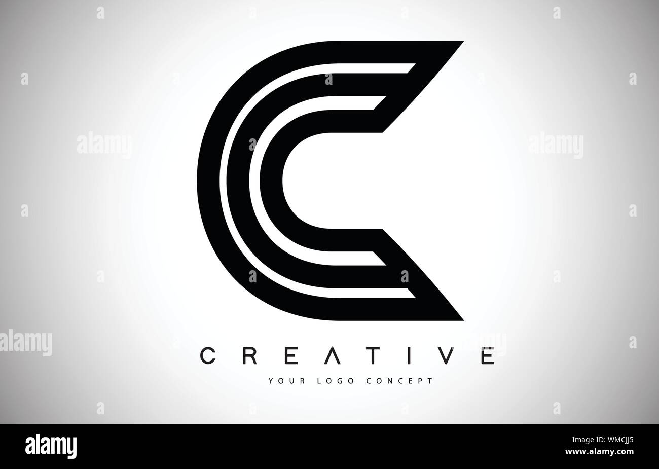 C Letter Logo Monogram Design. Creative C Letter Icon with Black Lines ...