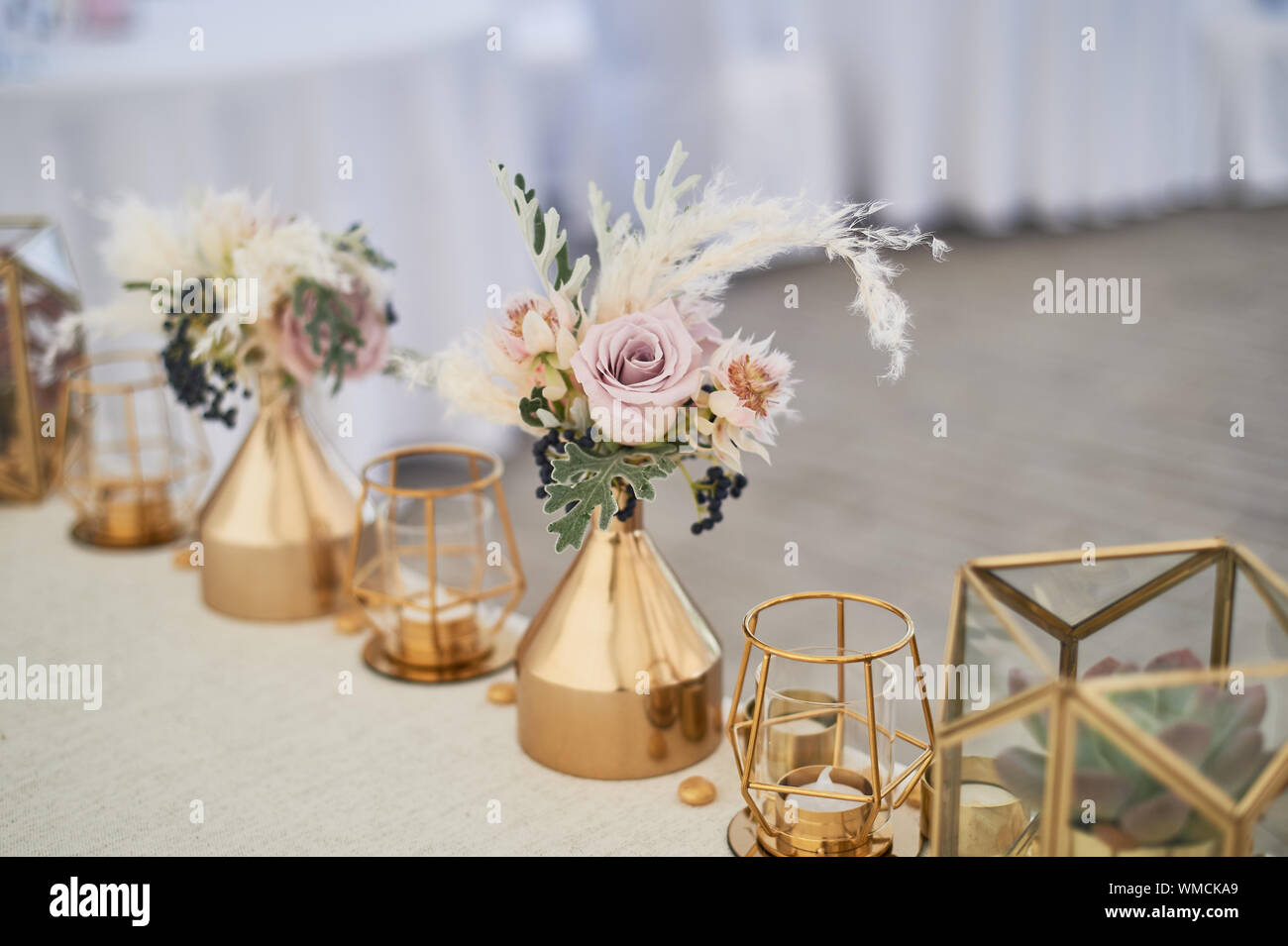 Wedding Decoration In Boho Style Light Colors In The Tent