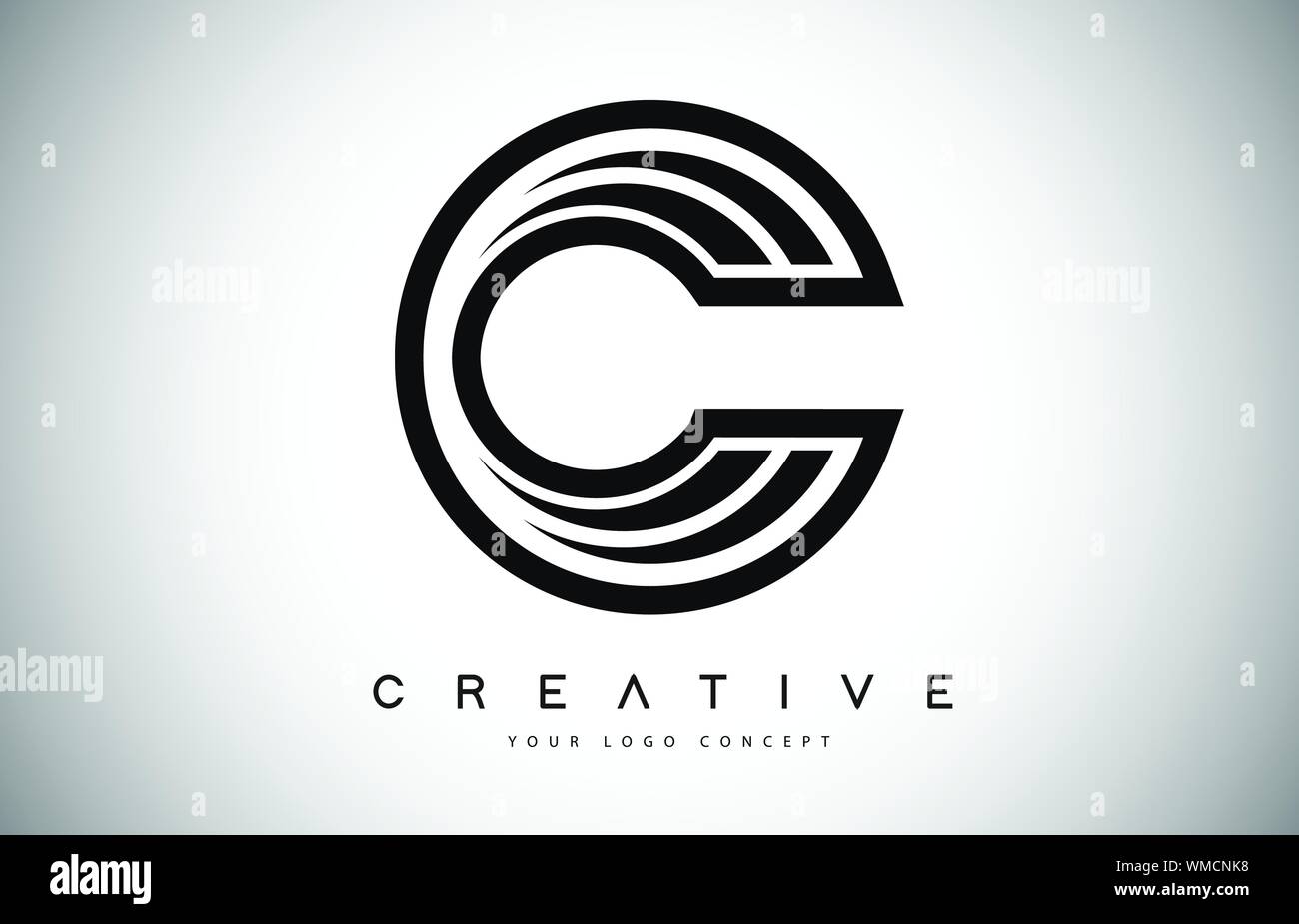 C Letter Logo Monogram Design. Creative C Letter Icon with Black Lines ...