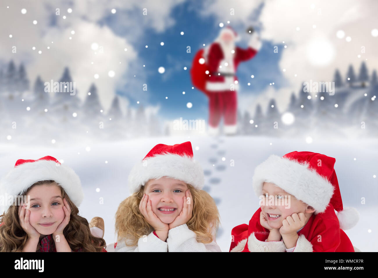 Cute children against blue sky with white clouds Stock Photo - Alamy