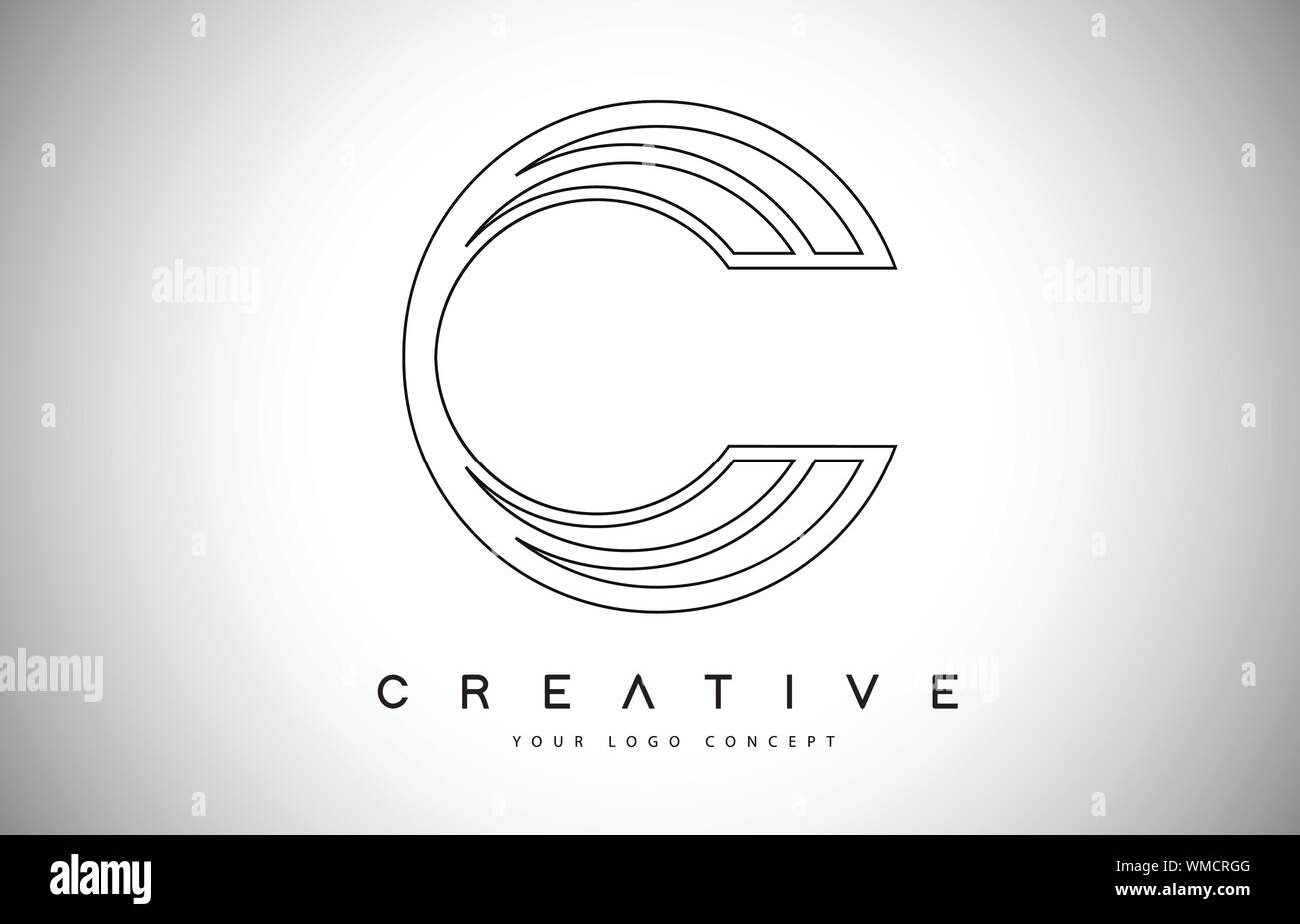 C Letter Logo Monogram Design. Creative C Letter Icon with Black Lines ...