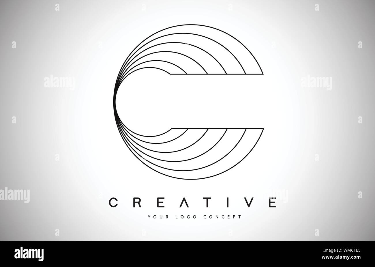 C Letter Logo Monogram Design. Creative C Letter Icon with Black Lines ...