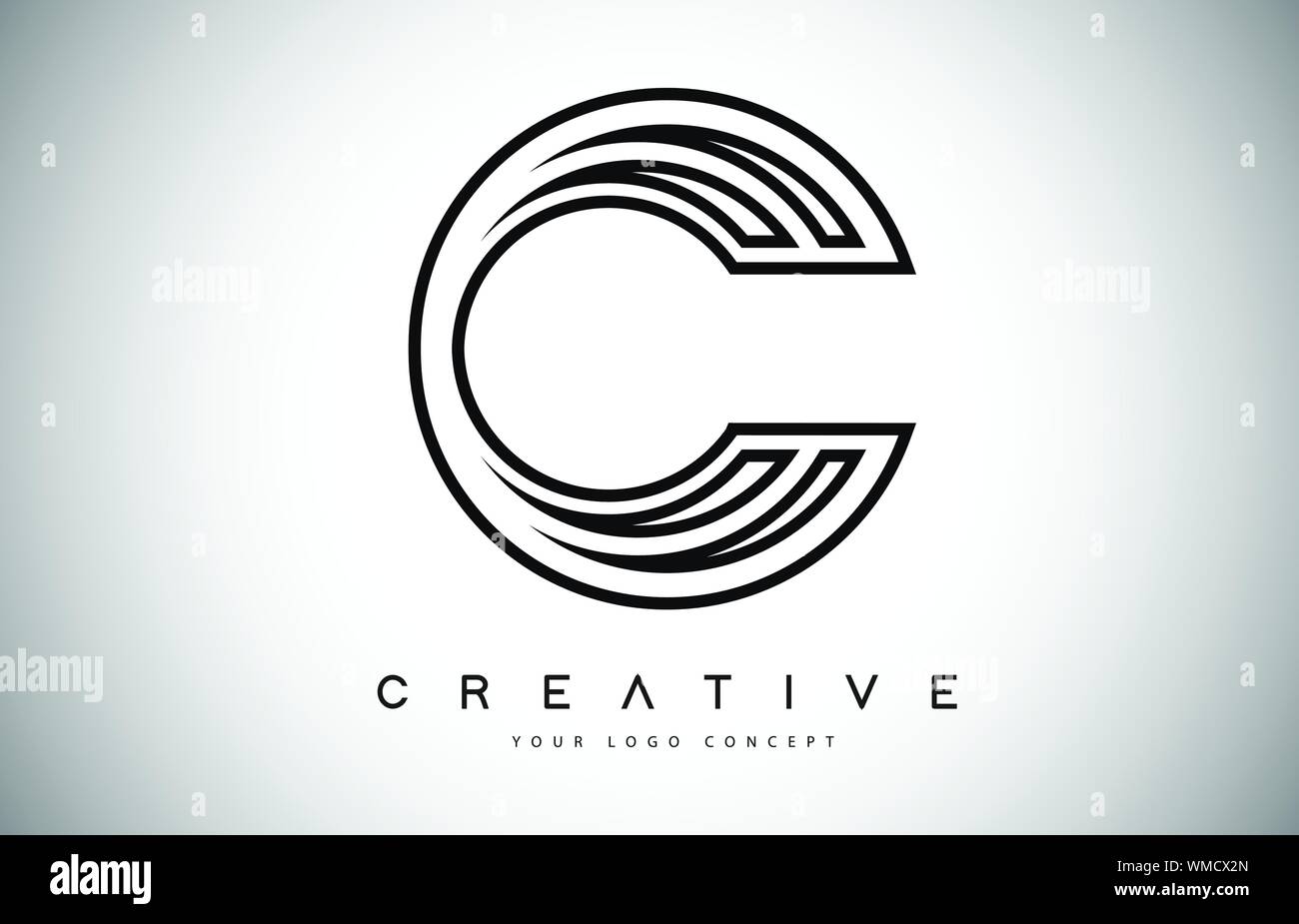 C Letter Logo Monogram Design. Creative C Letter Icon with Black Lines ...