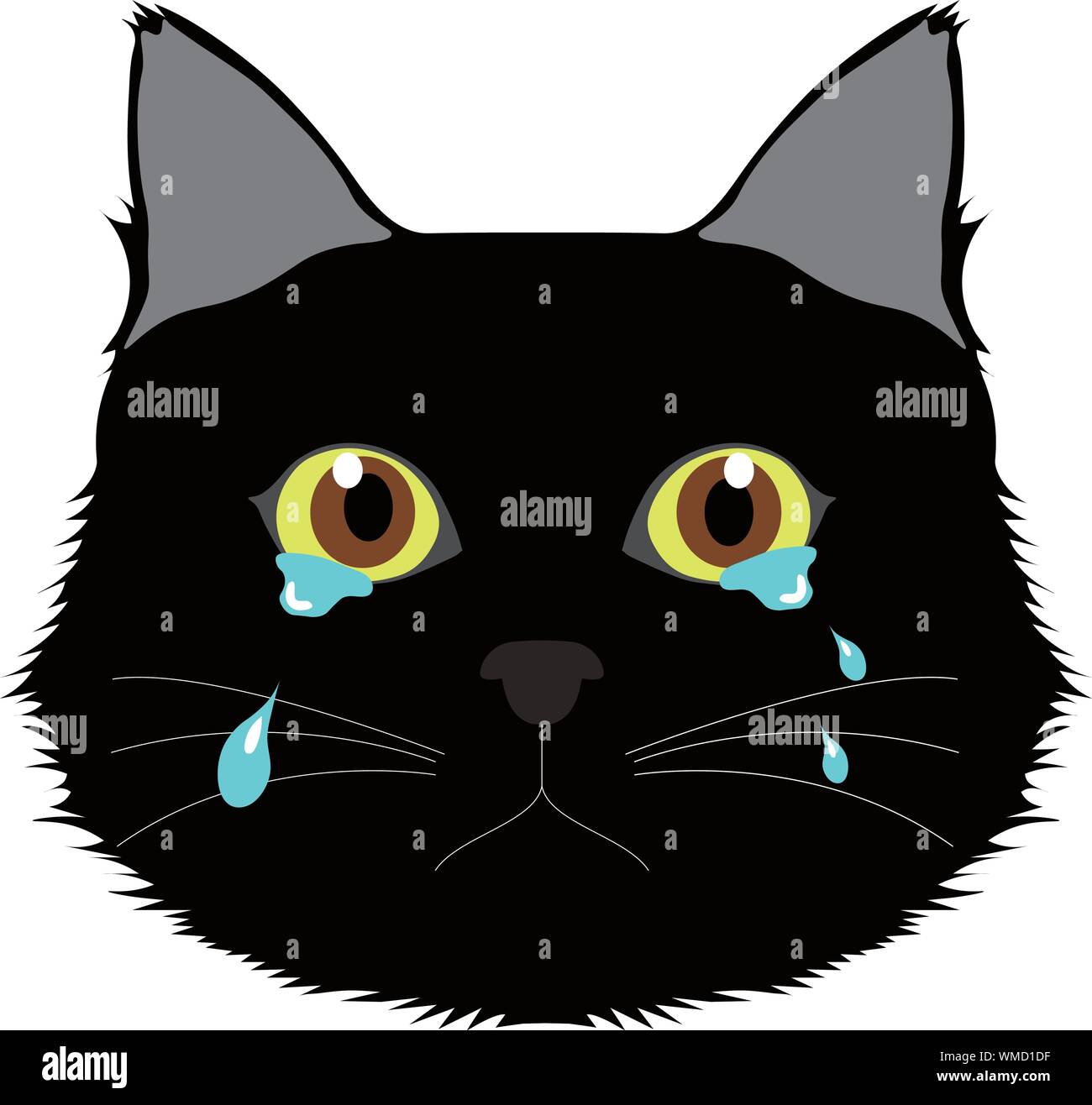 Illustration of a black cat  in tears in vectors Stock Photo