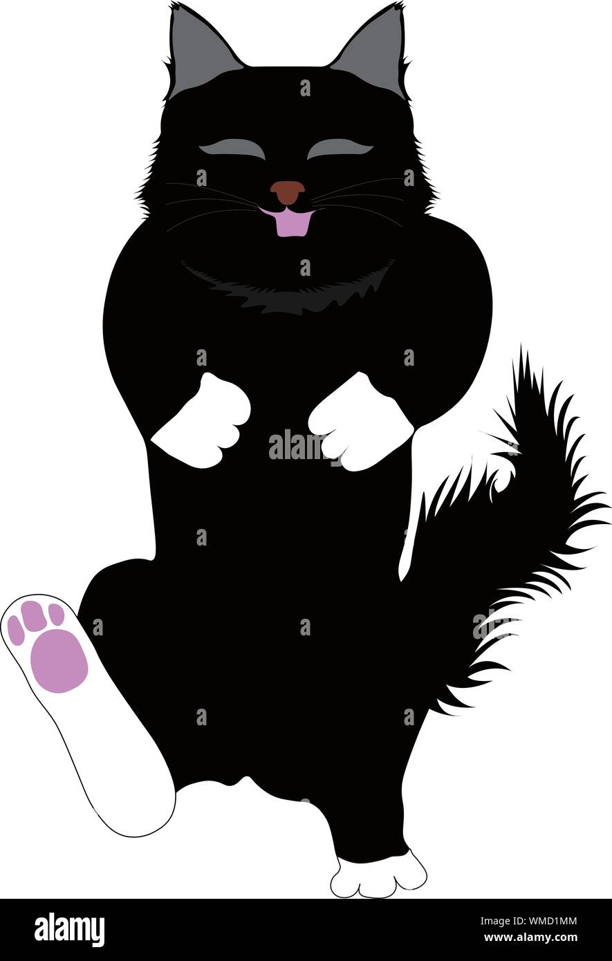 Illustration of laughing black cat in vectors Stock Photo - Alamy