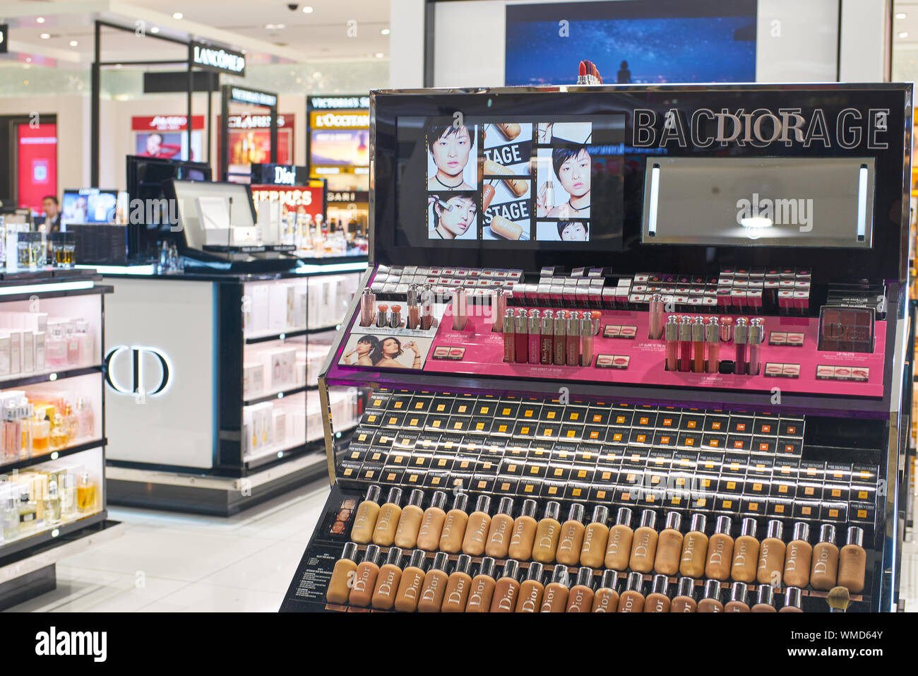 DUBAI, UAE - CIRCA FEBRUARY, 2019: Dior makeup products on display at ...