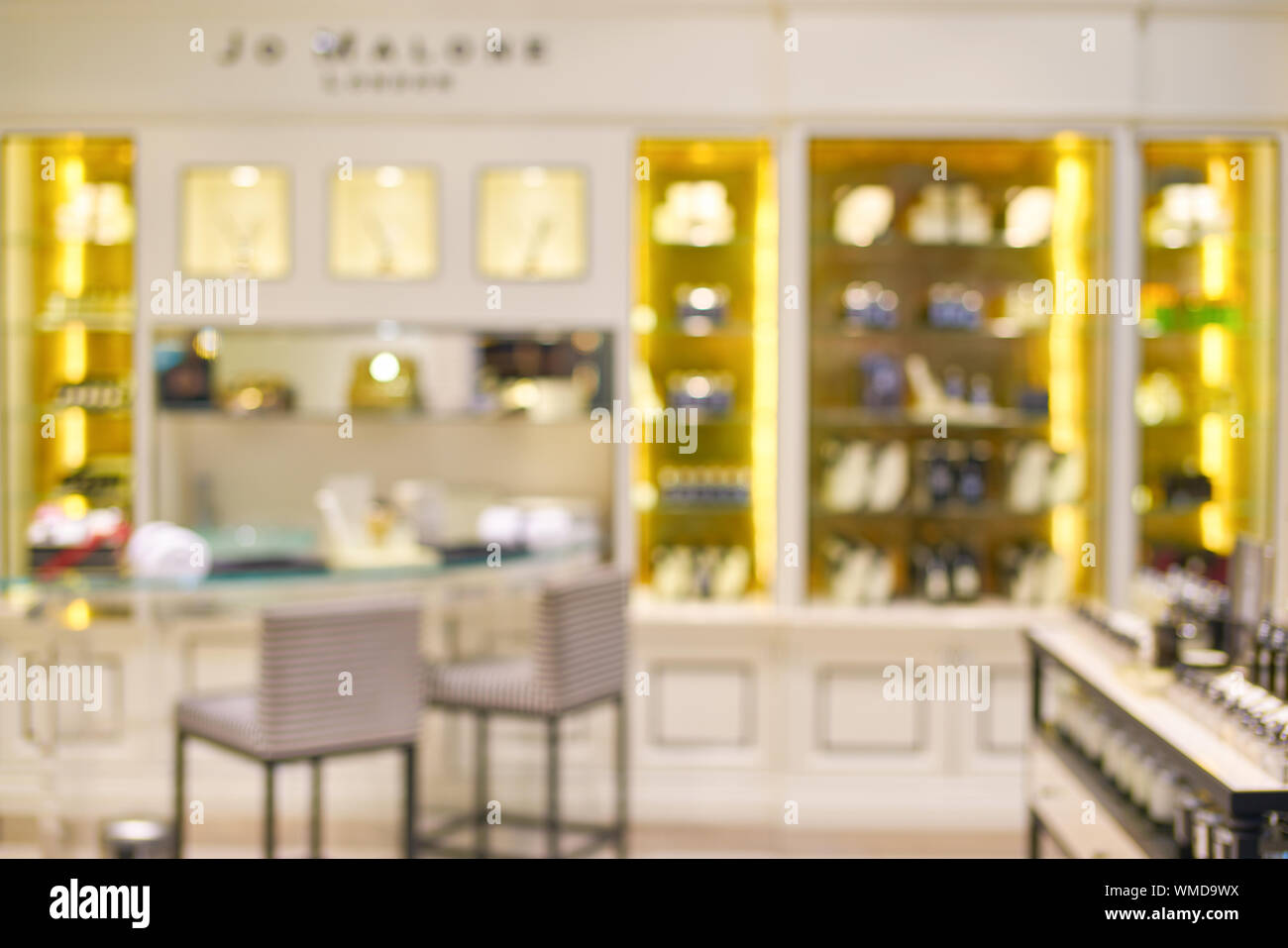 DUBAI, UAE CIRCA FEBRUARY, 2019 defocused shot of Jo Malone products