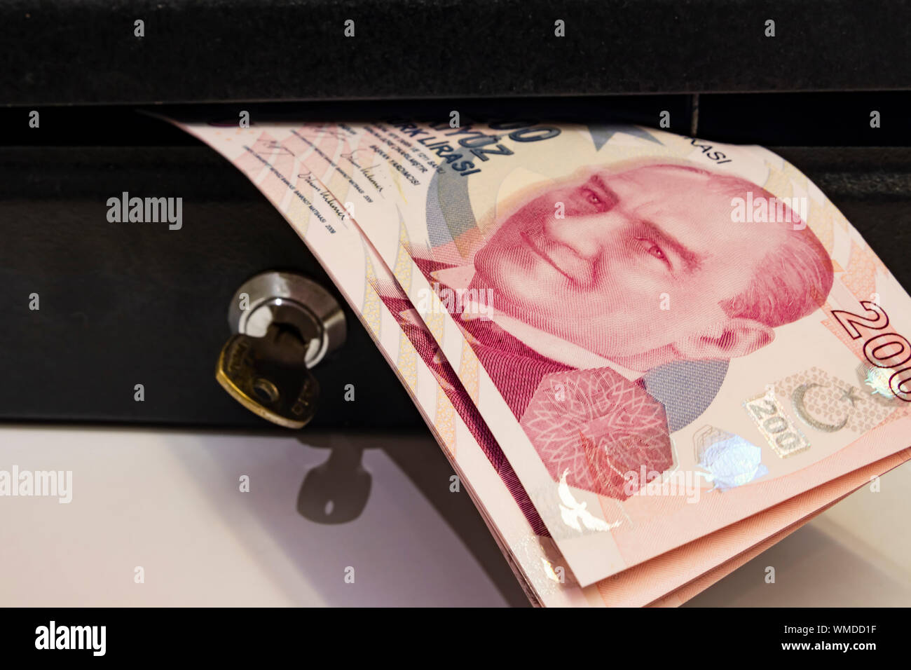 The highest money denominations of the republic of turkey. close up two