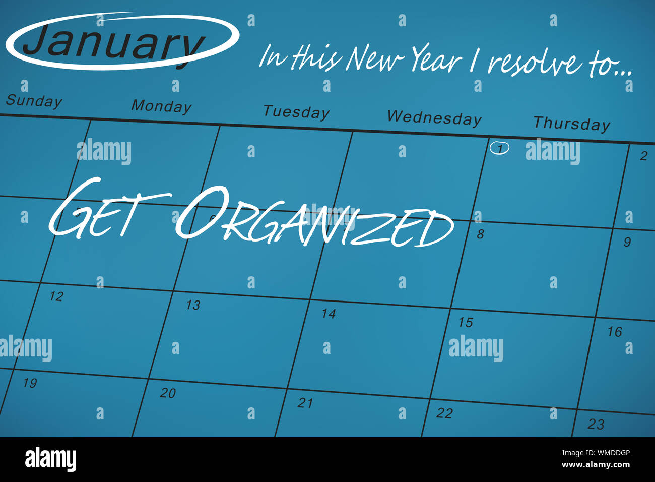 in this new year I resolve to against january calendar Stock Photo - Alamy
