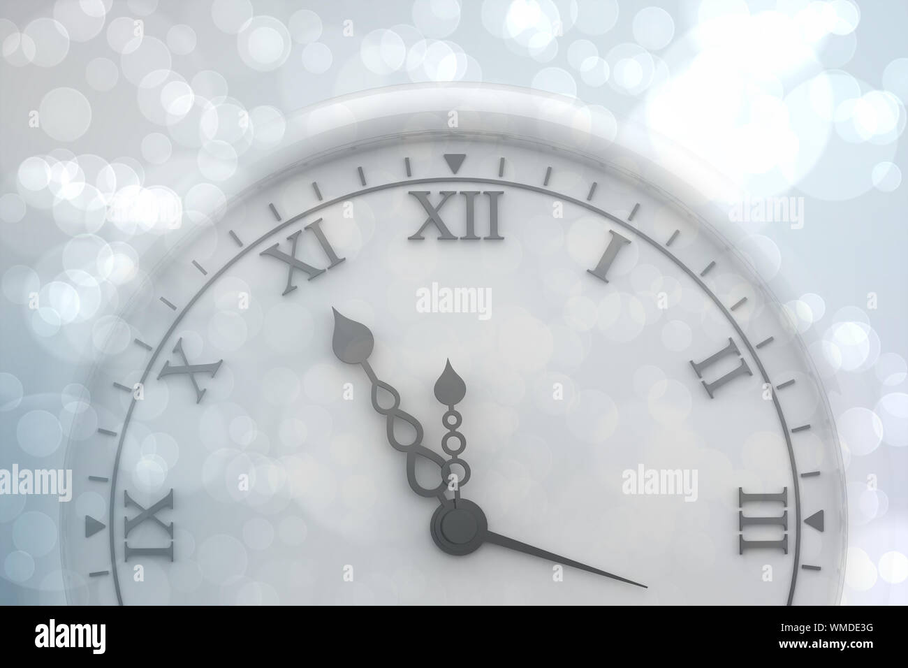 Clock against light glowing dots design pattern Stock Photo