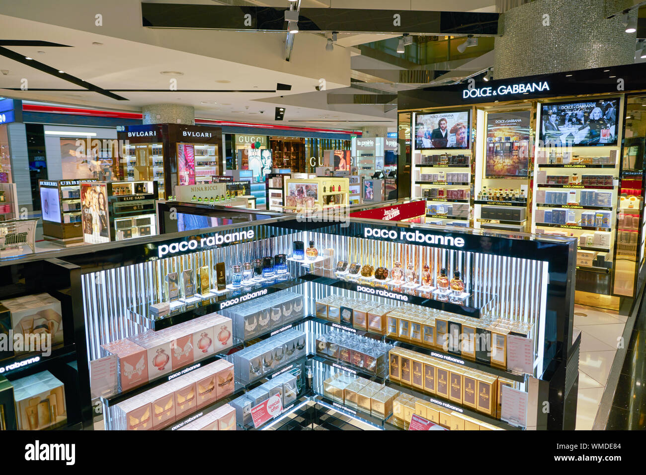 Dubai, Uae - Circa January, 2019: Perfumes On Display In Duty Free At 