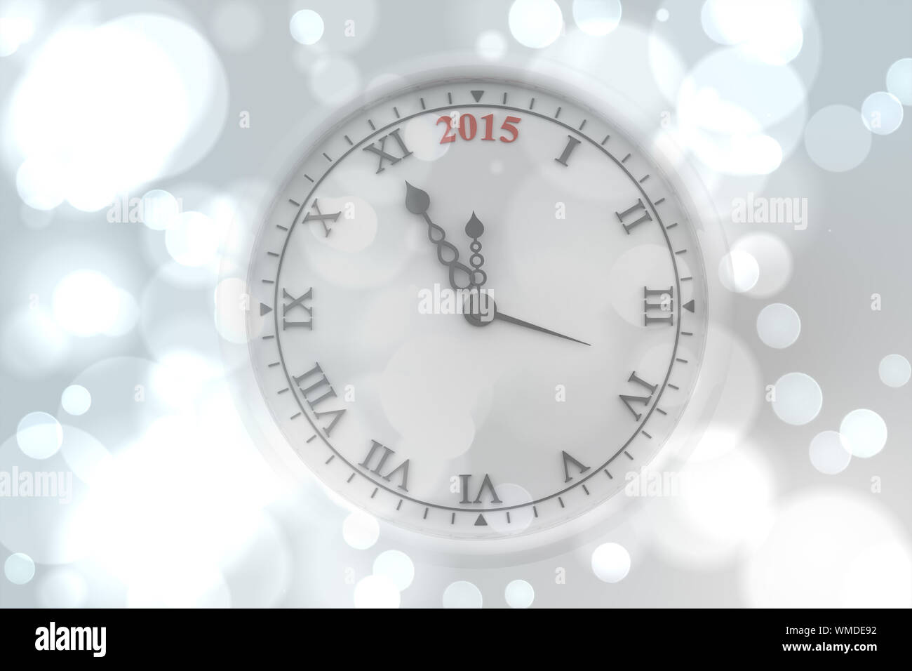 Clock against white glowing dots on grey Stock Photo
