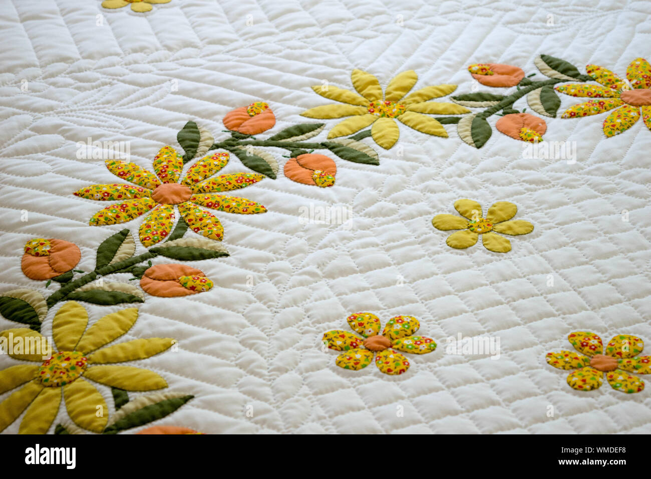 Full Frame Shot Of Floral Pattern On Durham Quilt Blanket Stock Photo Alamy