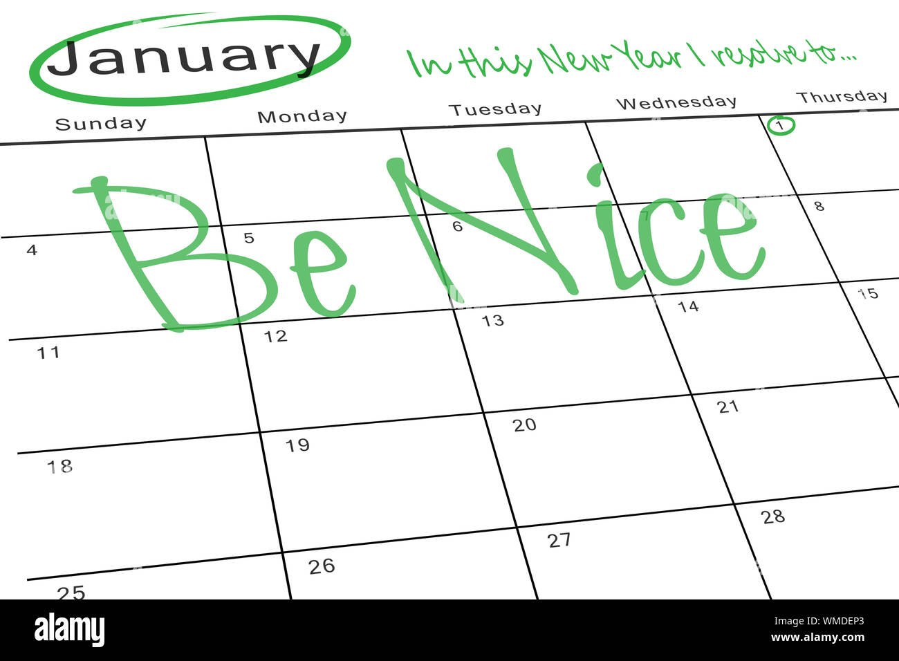 in this new year I resolve to against january calendar Stock Photo - Alamy