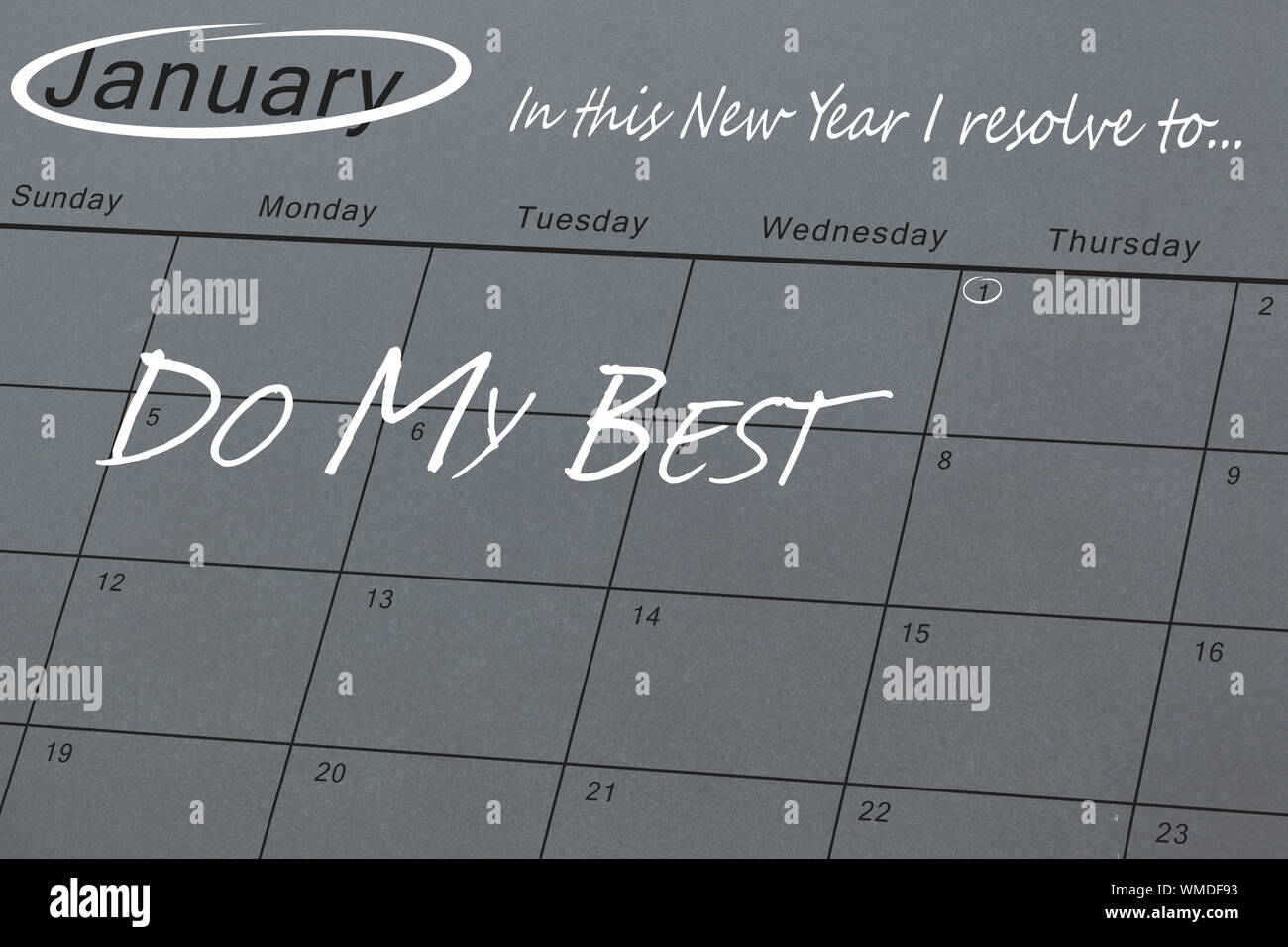 in this new year I resolve to against january calendar Stock Photo - Alamy