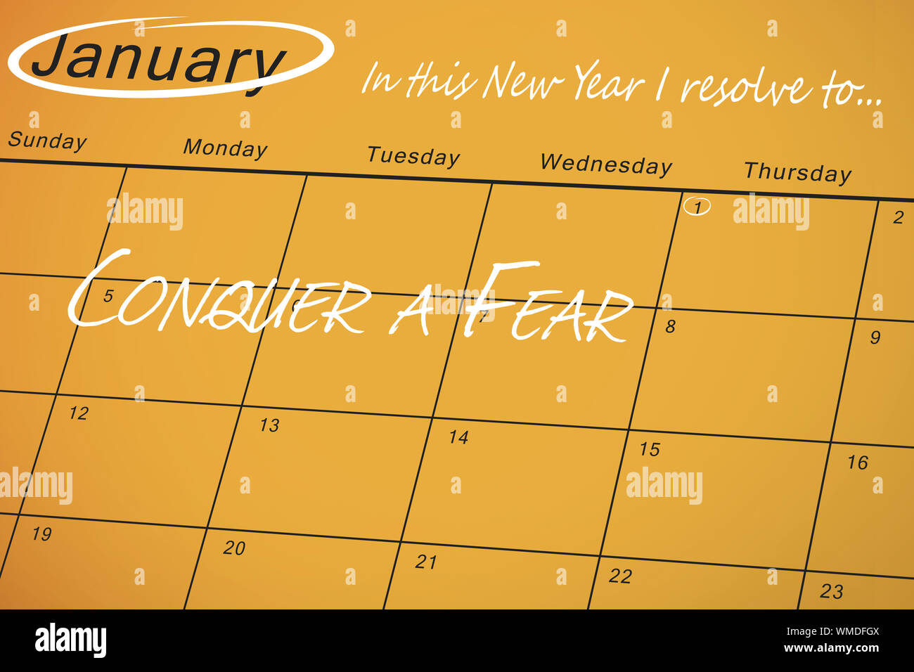 in this new year I resolve to against january calendar Stock Photo - Alamy