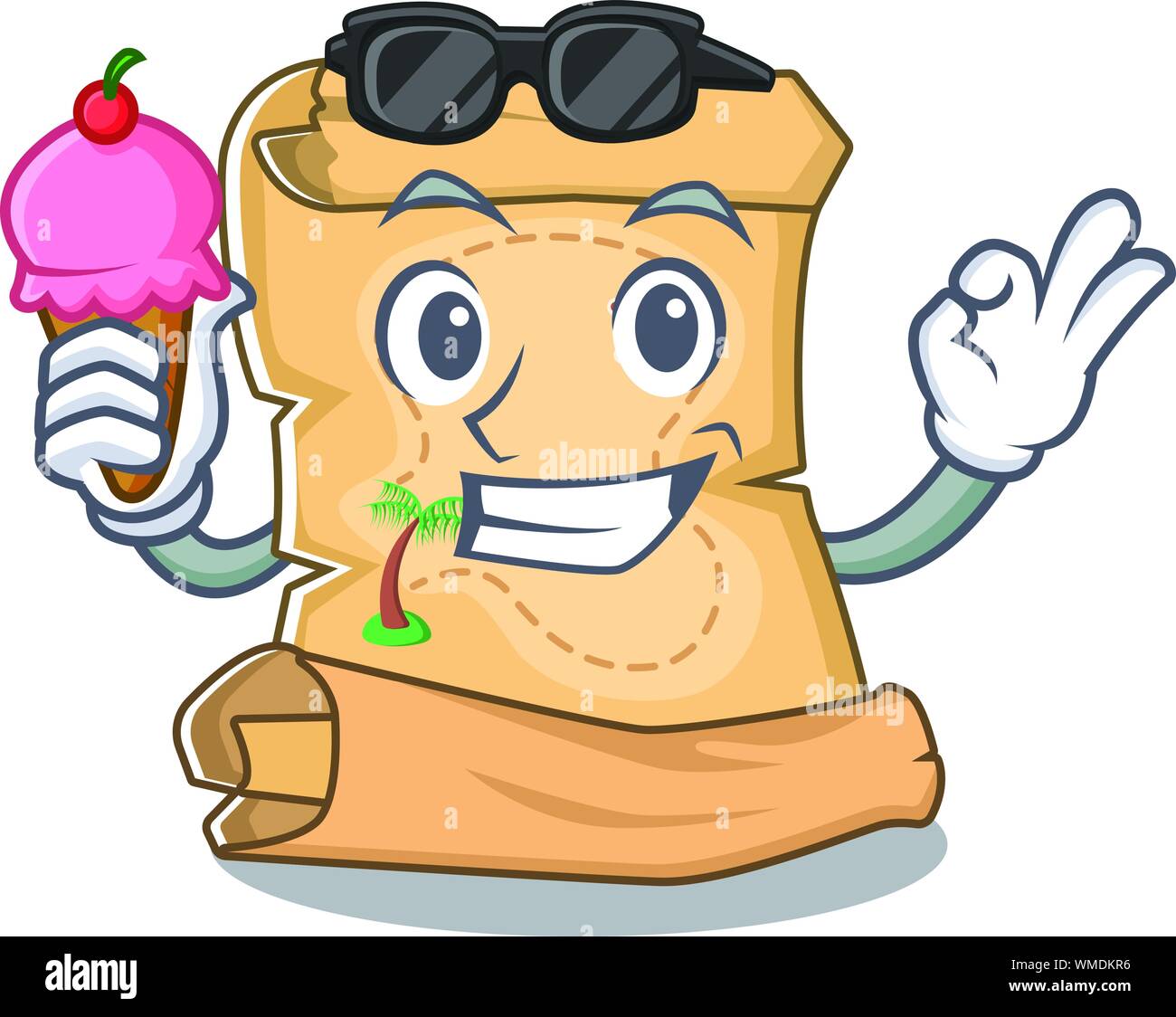 With ice cream mascot treasure map in character bag Stock Vector Image ...