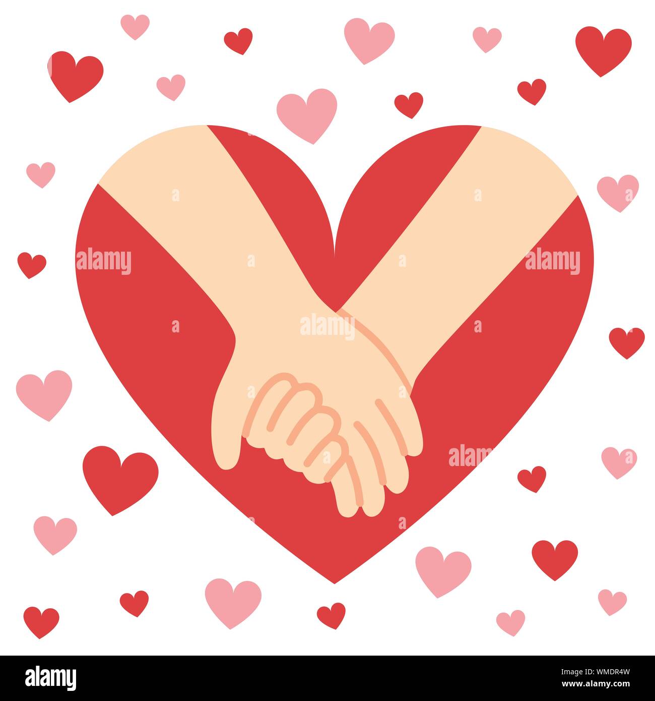 Couple Holding Hands Surrounded by Heart Cartoon Vector Illustration Stock  Vector Image & Art - Alamy