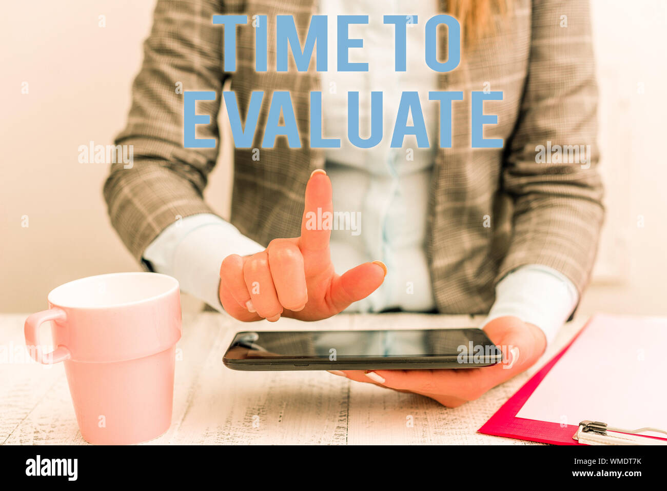 Conceptual hand writing showing Time To Evaluate. Concept meaning judge ...