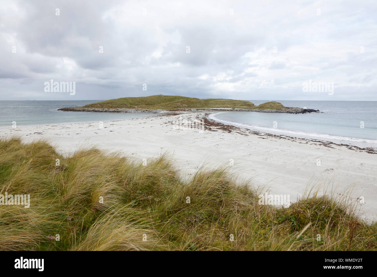 View across to Rubha Huilis from Traigh Udal beach, North Uist, Outer Hebrides, Scotland. Stock Photo