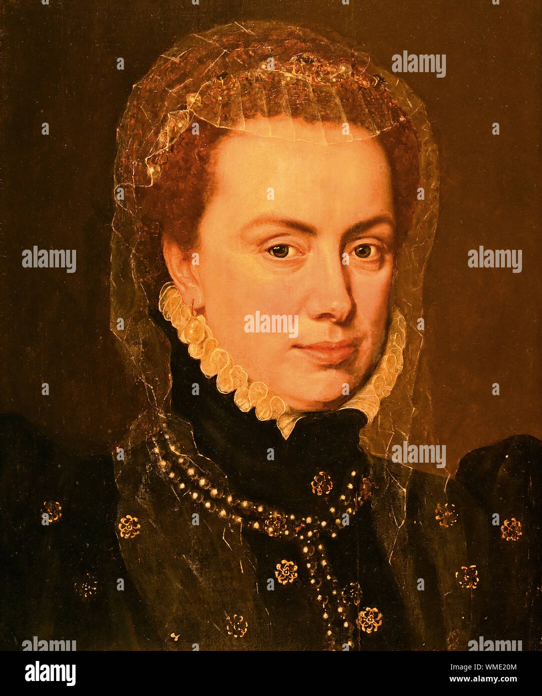 delft, netherlands - 2019.08.09: portrait of margaret duchess of parma (1522-1586) governor of the spanish netherlands  (after 1562  oil on panel pain Stock Photo