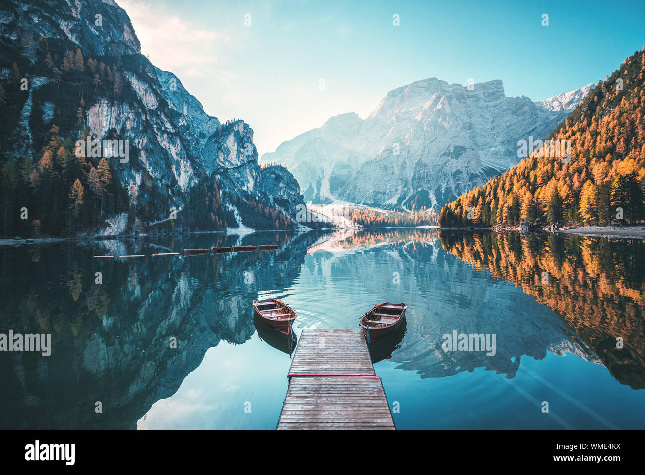 Boats On The Braies Lake Pragser Wildsee In Dolomites Mountains boats-on-the-braies-lake-pragser-wildsee-in-dolomites-mountains