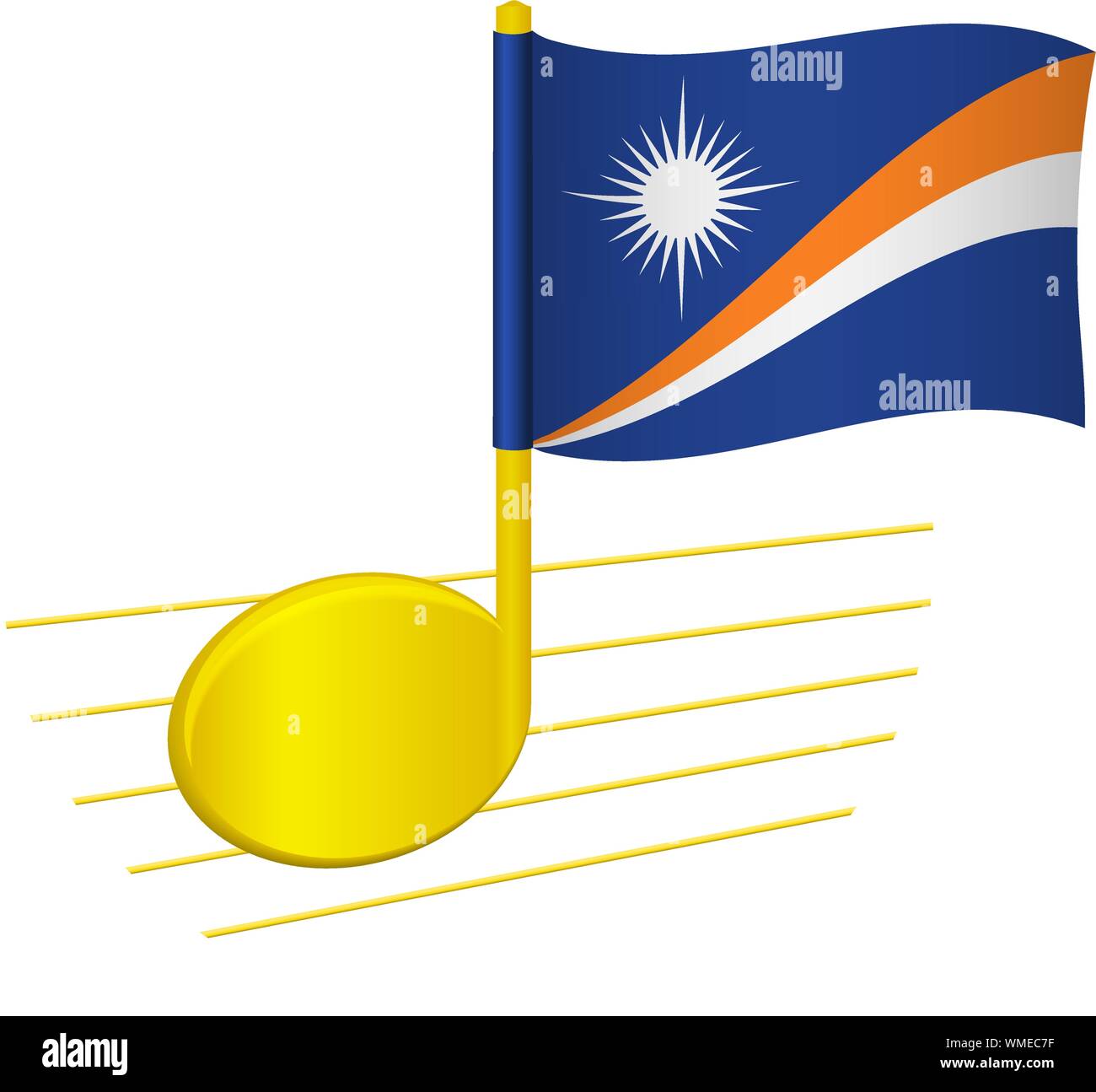 Marshall Islands flag and musical note. Music background. National flag