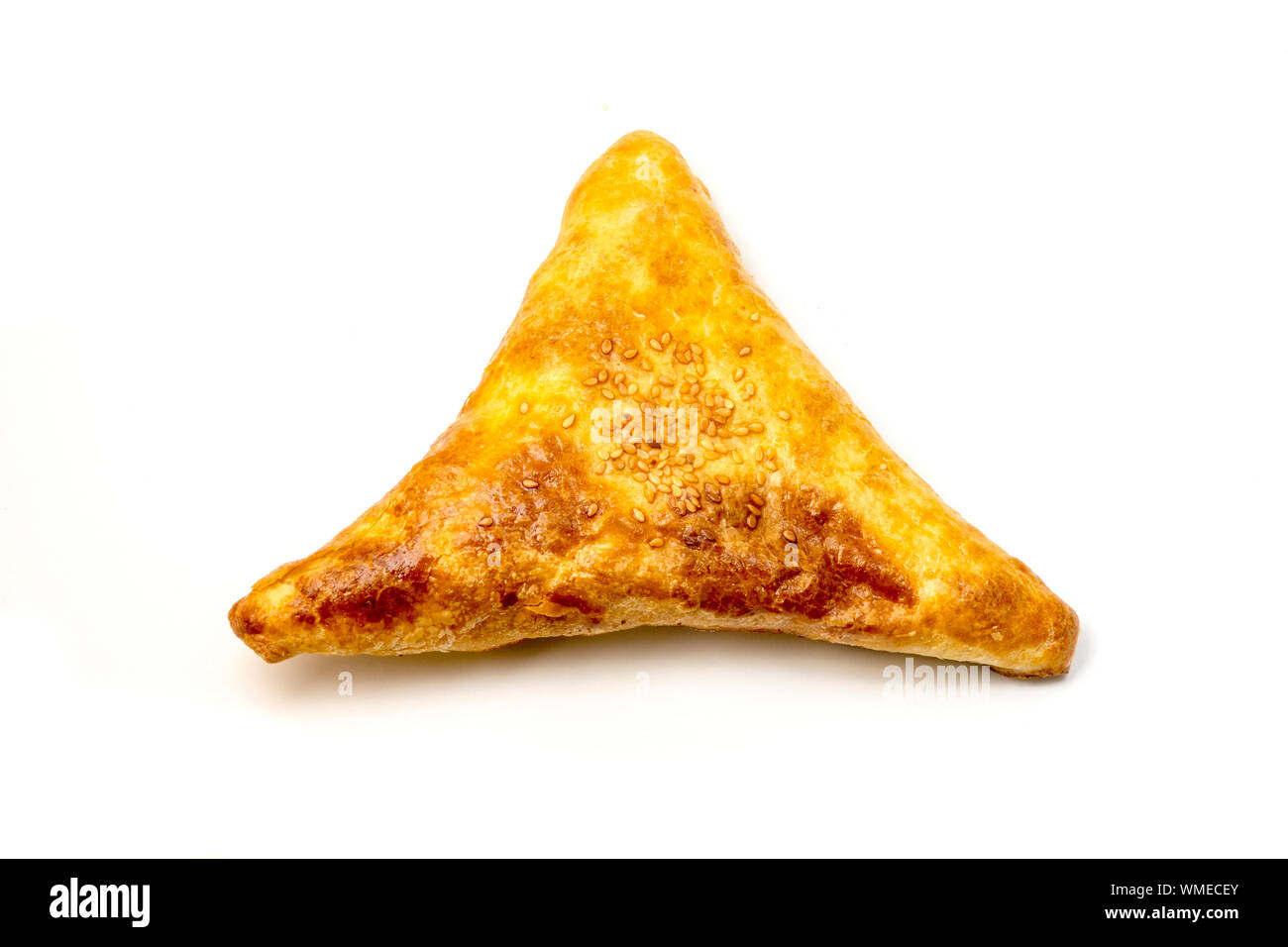Samsa, savoury meat pastry in Central Asian cuisines, on a white background Stock Photo