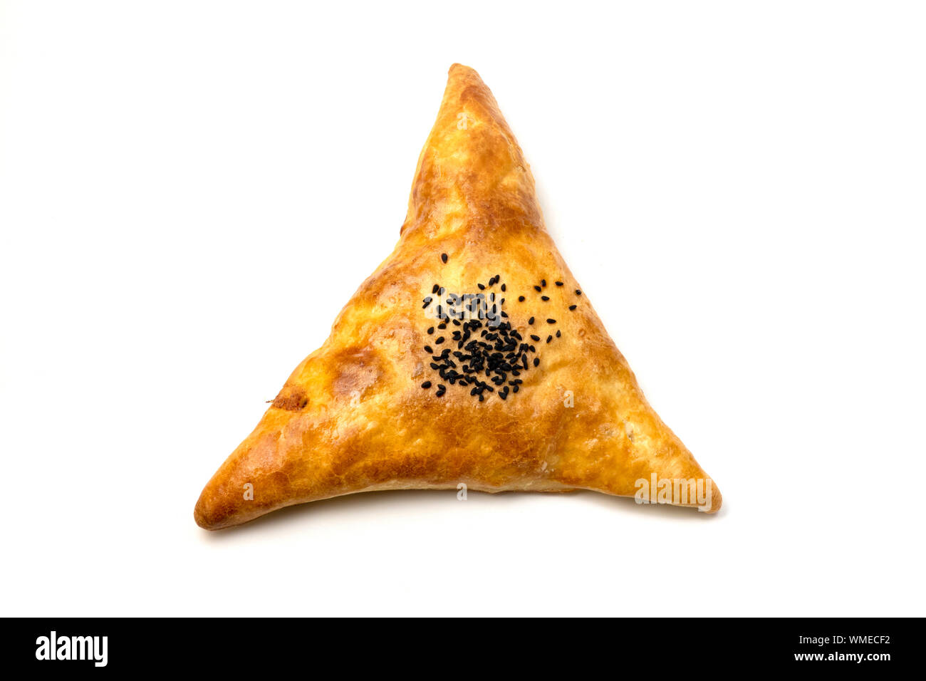 Samsa, savoury meat pastry in Central Asian cuisines, on a white background Stock Photo