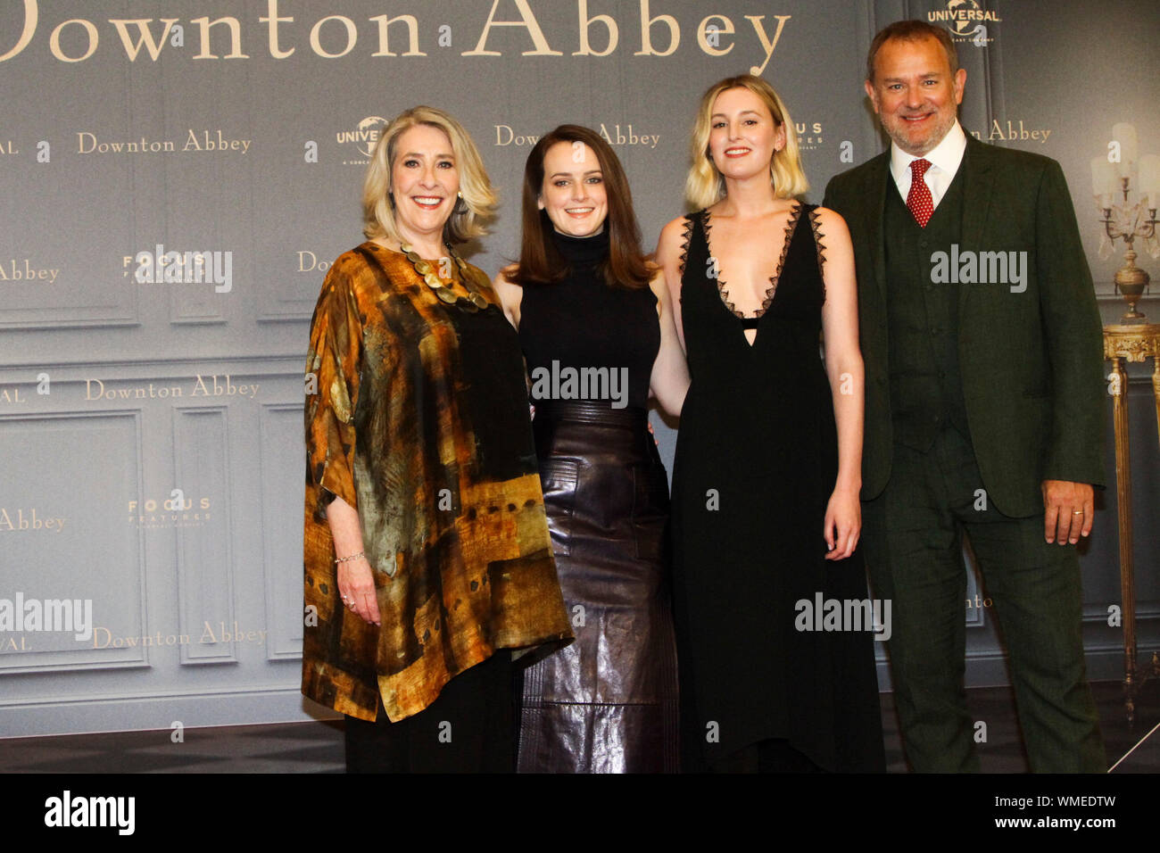 Hamburg Deutschland 04th Sep 19 Phyllis Logan Sophie Mcshera Laura Carmichael Hugh Bonneville Actor And Lead Actor Of The British Tv Series Downton Abbey At The Photocall For The Movie Start Of