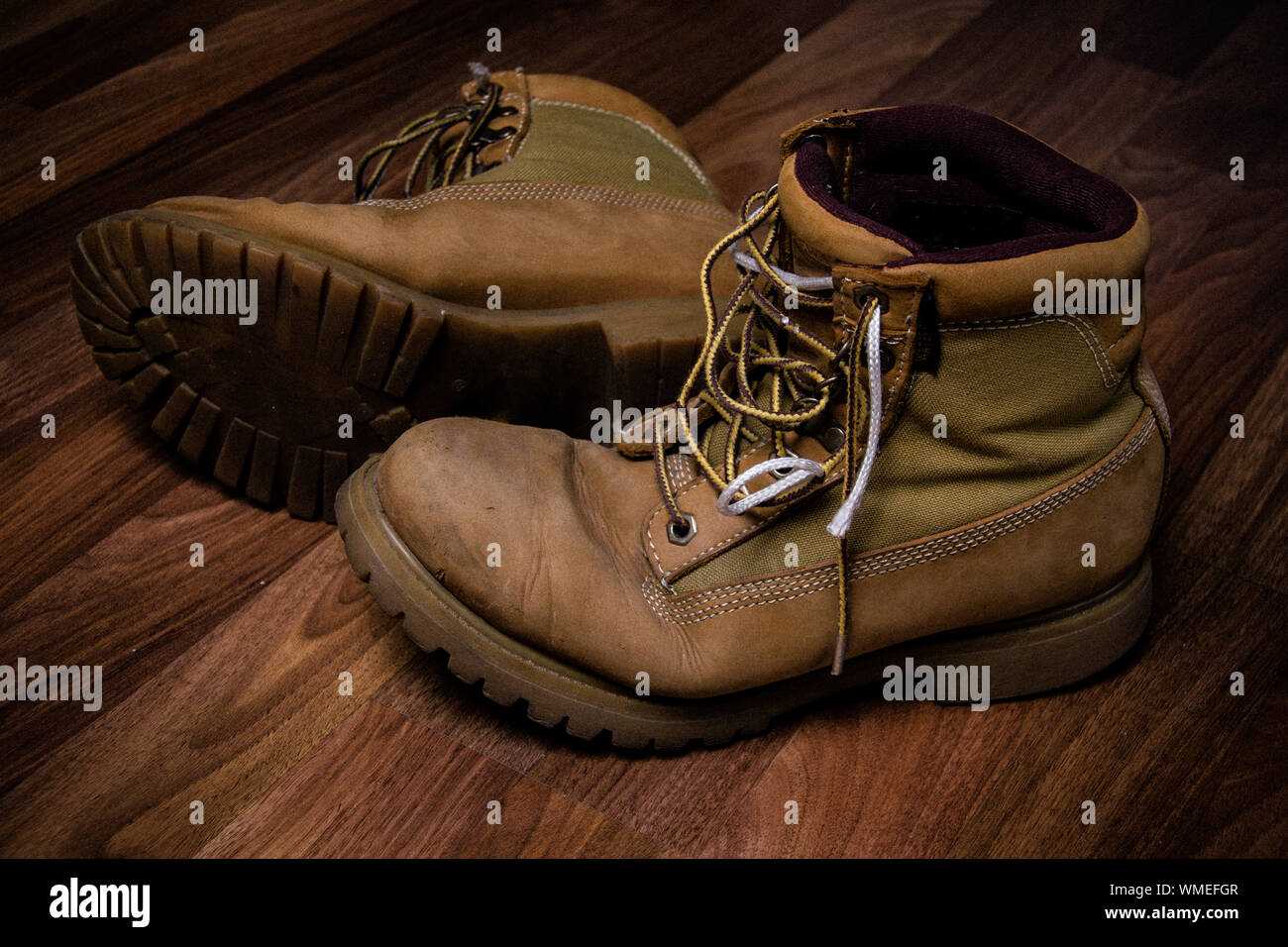 Leather Shoes On Hardwood Floor Stock Photo Alamy
