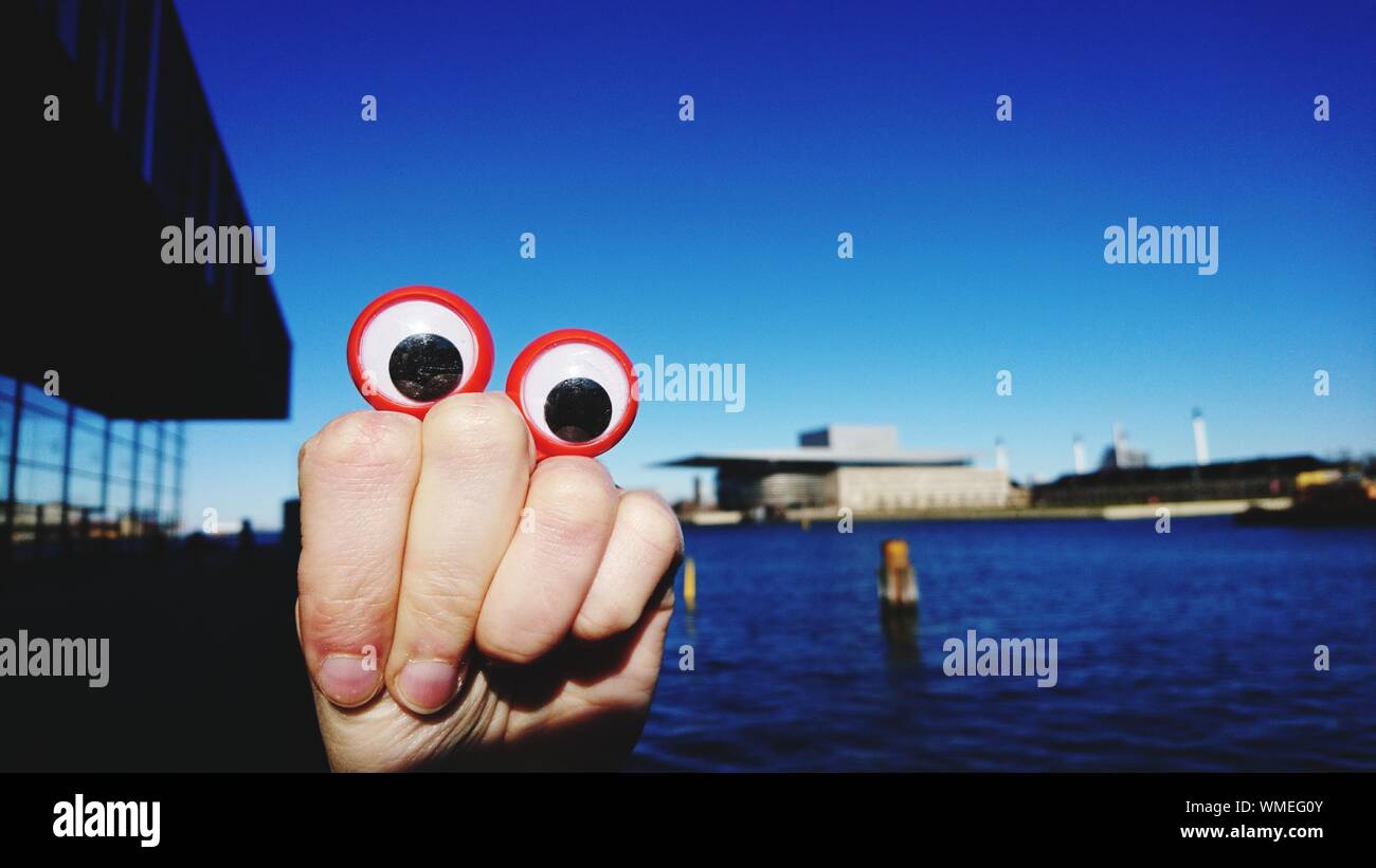 Closeup Of Googly Eyes On Hand Stock Photo Alamy