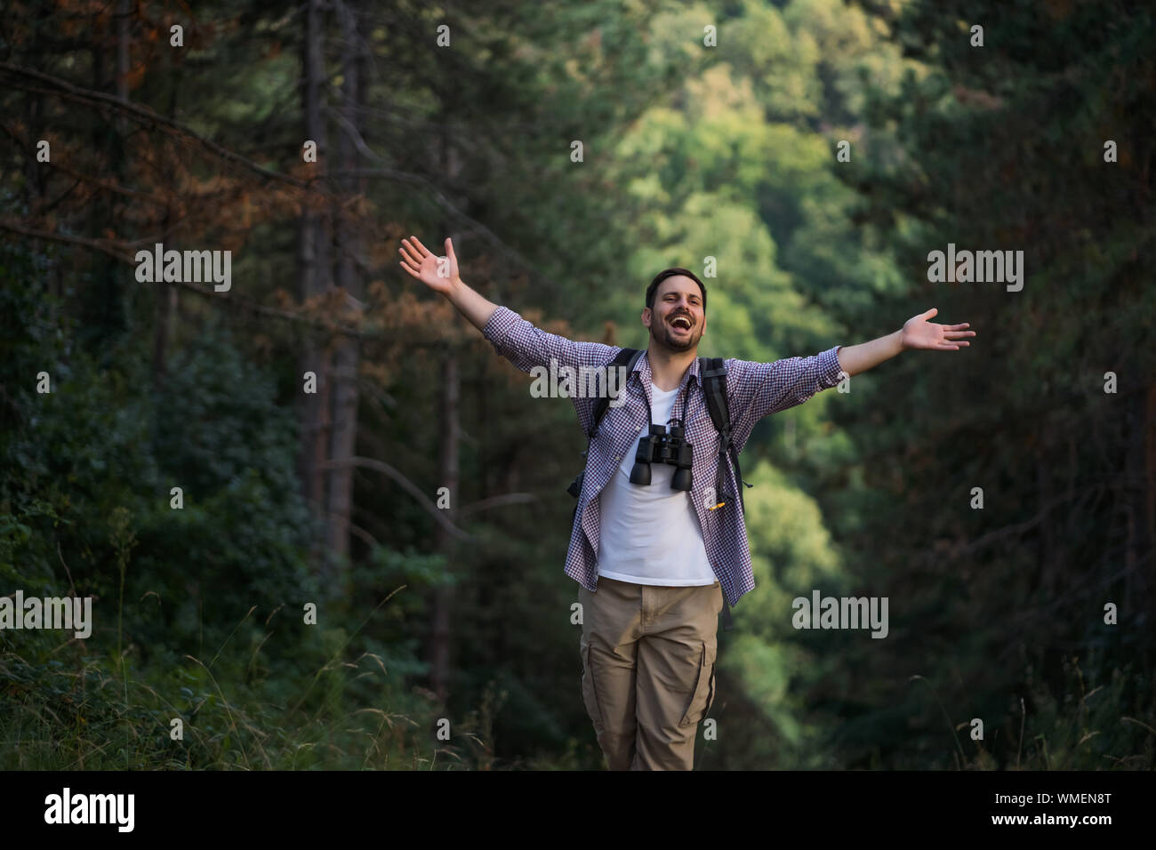 Delighted tourist happy man hi-res stock photography and images - Alamy