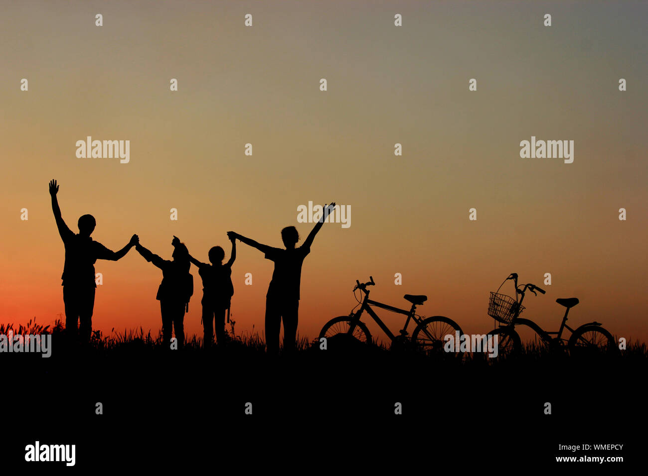 Silhouette child adult holding hands hi-res stock photography and ...